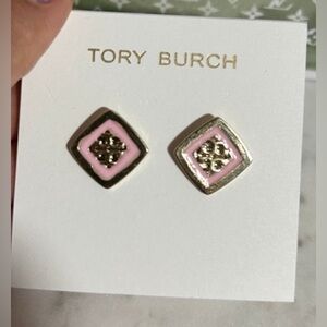 Tory Burch Pink and Gold Stud Earrings NWT